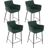 Sonstiges Ensemble de 4 tabourets de bar, vert, avec assise en polaire et pieds en métal