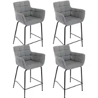 Sonstiges Ensemble de 4 tabourets de bar, couleur grise, avec revêtement en polaire et pieds en métal