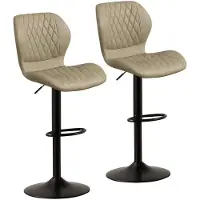 Sonstiges Tabourets de bar avec dossier, pivotants à 360°, réglables en hauteur, revêtus en similicuir PU, couleur kaki, lot de 2