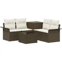 vidaXL Ensemble de canapé , 6 pièces, couleur marron et crème, pour 4 personnes