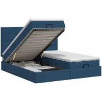 Syfax Lit Ottoman avec matelas et repose-tête, 2 pièces, tissu bleu