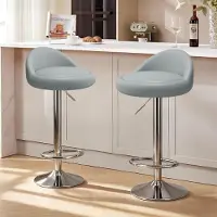 Sonstiges Ensemble de deux tabourets de bar, pivotants, réglables en hauteur, avec un dossier bas, de couleur grise