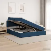 Prolenta Maison Exclusive - Lit coffre à LED avec matelas bleu 140 x 200 cm en tissu