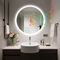 StarTech.com Miroir de salle de bain rond éclairé - Miroir mural LED de 80 cm - Haut-parleur Bluetooth - Intensité variable, 3 couleurs de lumière - Anti-buée - Éclairage arrière