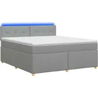 Syfax Lit boxspring avec matelas gris clair 140 x 190 cm Tissu