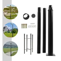 StarTech.com Poteau de lampadaire - Poteau métallique pour lampes - Hauteur : 3 mètres - Matériau : fer - Montage au sol ou sur clôture - Capacité de charge jusqu'à 5 kg - Composé de 4 parties - Couleur : noir