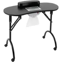 StarTech.com Table de manucure professionnelle - Table de manucure avec aspiration des poussières - MDF et métal, capacité de charge de 30 kg - 90x40x72,5 cm - Aspirateur, prise EU 220–240 V - noire