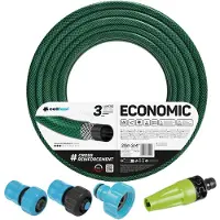 Cellfast Tuyau d'arrosage économique, 3/4", 20 mètres, avec : * Buse de pulvérisation droite * Raccordement avec filetage intérieur 3/4" * Raccord rapide de passage et de blocage 3/4"