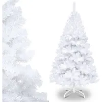 Jayseuw 180cm Arbre de Noël artificiel, Sapin avec support métallique, Arbre de Noël 770 pointes aiguilles PVC, Arbre artificiel Noël système de pliage blanc