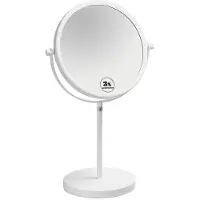 Bemeta Miroir cosmétique blanc double face sur pied, diamètre 200 mm, blanc