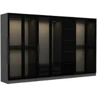 Dmora Prunetto - Grande Armoire, 315x210h cm Noir Anthracite, Porte-manteaux