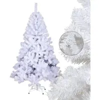 Jayseuw 210cm Arbre de Noël artificiel avec 900 pointes PVC, Sapin avec support, Arbre de Noël artificiel blanc