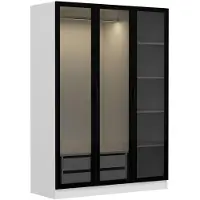 Dmora Gerrei - Armoire 3 Portes, 135x52 cm Blanc, Portemanteau