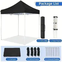 StarTech.com Pavillon de jardin gonflable, dimensions 2x2 mètres - Pavillon pliable - Tissu Oxford imperméable - Protection UV - Structure en aluminium - Idéal pour le jardin, la terrasse, le camping - Noir