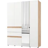 Dmora Ushuaia - Grande Armoire, 155x208h cm Blanc Mat, 3 Tiroirs