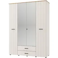 Dmora Pokhar - Grande Garde-robe, 157x208h cm Blanc Crème, 2 Tiroirs