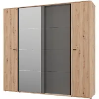 Dmora Hakone - Grand Garde-robe, 232x219h cm Chêne Marron Noeuds, Porte-manteaux