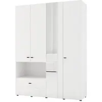 Dmora Omete - Grande armoire, 155x208h cm Blanc Mat, 4 Étagères