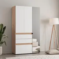 Dmora - Armoire 3 Portes, 117x52 cm Blanc Mat, Portemanteau