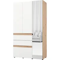 Dmora - Armoire 3 Portes, 117x52 cm Blanc Mat, Portemanteau