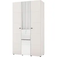 Dmora Ouarza - Armoire 3 Portes, 117x52 cm Blanc Crème, Porte-manteaux