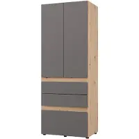 Dmora Venas - Armoire 2 Portes, 79x208h cm Noir Anthracite, Porte-manteaux