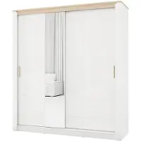 Dmora Lunenb - Armoire 2 Portes, 199x217h cm Blanc Mat, 5 Étagères