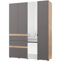 Dmora Ushuaia - Grande Armoire, 155x208h cm Noir Anthracite, 3 Étagères