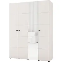 Dmora Ifrane - Grande Armoire, 155x208h cm Blanc Crème, Porte-manteau