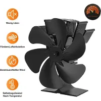 SWANEW Ventilateur de cheminée Ventilateur de poêle Ventilateur sans électricité 6 pales Ventilateur de chauffage Ventilateur Poêle sans électricité