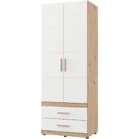 Dmora Tilcara - Armoire 2 Portes, 79x208h cm Blanc Mat, Portemanteau