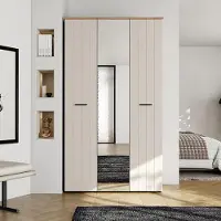 Dmora Bhakta - Armoire à 3 Portes, 117x54 cm Blanc Crème, 4 Étagères