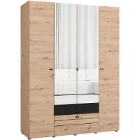 Dmora Watamu - Grande Armoire, 155x208h cm Chêne Nœuds Marron, 7 Étagères