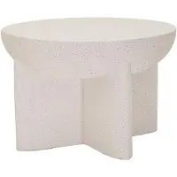 Dmora Cromwe - Table de Salon, 71x50x71h cm Blanc Marbre, Intérieur/extérieur