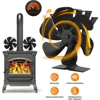 Fiqops Ventilateur de cheminée Ventilateur de poêle Ventilateur de poêle sans électricité 6 pales Ventilateur de chauffage Ventilateur Poêle sans électricité