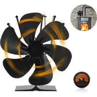 Yakimz Ventilateur de poêle à bois 6 pales Fonctionnement silencieux sans électricité, Ventilateur thermique avec thermomètre, Poêles à bois sans électricité Ventilateur de poêle sans électricité