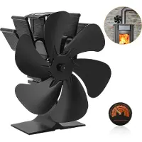 Jiubiaz Ventilateur de poêle à bois 6 pales Fonctionnement silencieux sans électricité, Ventilateur thermique avec thermomètre, Poêles à bois sans électricité Ventilateur de poêle sans électricité