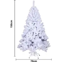 VINGO Arbre de Noël floqué Arbre de Noël PVC 150cm Arbre artificiel sapin blanc