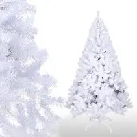 Fiqops Sapin de Noël artificiel 180cm (Ø ca.100cm) avec env.650 pointes, sapin de décoration en épicéa, y compris support pour sapin de Noël en métal, montage rapide, pliable,Blanc