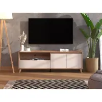 Dmora Scala - Meuble TV, 157x40x53h cm Beige, un tiroir