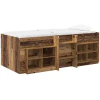 vidaXL Structure de lit de style industriel avec armoire, 3 pièces, en bois de récupération et en panneaux de particules