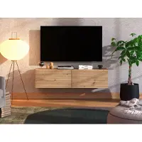 Dmora Colico - Meuble TV, 128x42x32h cm brun chêne à nœuds, une étagère