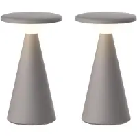 Luxus Europe - Lampe de table Zakynthos - Lot de 2 - Couleur taupe - Lampe de table d'extérieur sans fil – Rechargeable