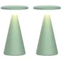 Luxus Europe - Lampe de table Zakynthos - Lot de 2 - Vert antique - Lampe de table d'extérieur sans fil – Rechargeable