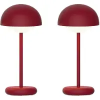 Luxus Europe - Lampe de table Rhodos - Lot de 2 - Bordeaux - Lampe de table d'extérieur sans fil – Rechargeable