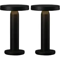 Luxus Europe - Lampe de table solaire Rio - Lot de 2 - Noir - Lampe de table LED solaire sans fil pour l'extérieur - Fonctionnement à l'énergie solaire et recharge USB-C