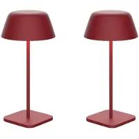 Luxus Europe - Lampe de table Paros - Lot de 2 - Bordeaux - Lampe de table sans fil pour intérieur et extérieur – Rechargeable