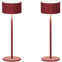 Luxus Europe - Lampe de table Tinos - Lot de 2 - Bordeaux - Lampe de table sans fil pour intérieur et extérieur – Rechargeable