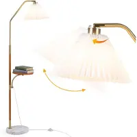 Costway , lampe sur pied de 160 cm, avec abat-jour en papier plissé et étagère, douille E27