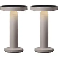 Luxus Europe - Lampe de table Solar Rio - Lot de 2 - Couleur taupe - Lampe de table LED solaire sans fil pour l'extérieur - Fonctionnement à l'énergie solaire et recharge USB-C